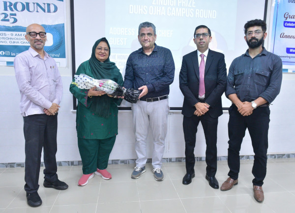 Zindagi Prize – On Campus Round 2025The Dow University Business Incubation Center organized the Zindagi Prize Campus Round on June 21, 2025, at the Ojha Campus.

The Campus Director warmly welcomed our esteemed guests, including Dr. Kashif Shafique, Director ORIC, who extended his unwavering support throughout the process. Prof. Nazli Hossain, Pro-Vice Chancellor DUHS, graced the occasion as the Chief Guest. She encouraged students to actively participate in such platforms and appreciated their innovative ideas.

The Zindagi Prize offers students an opportunity to gain national and global recognition for their startups. This year, DUHS proudly presented several brilliant and impactful ideas.