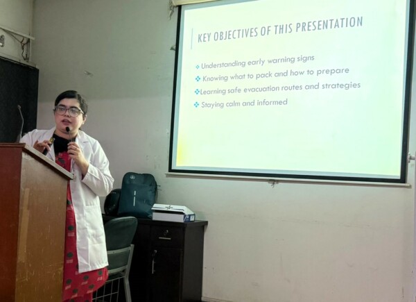 Dow University of Health Sciences, Dr. Ruth K. M. Pfau Civil Hospital, recently hosted a highly informative session titled “Evacuation Protocols in Case of War/Disaster” at the Department of Dermatology. Organized under the leadership of Associate Professor Dr. Humaira Talat, Head of the Department of Dermatology, the session was conducted by Dr. Sidra Tariq and focused on critical strategies and preparedness measures required during emergencies such as armed conflicts or natural disasters.The session emphasized the importance of being both practically equipped and mentally prepared to respond effectively in times of crisis. Participants gained valuable insights into evacuation planning, resource management, and institutional coordination. The presentation was well-received by attendees, who appreciated its relevance and practical applicability, reinforcing both personal and organizational resilience in the face of unforeseen events.

Relevant UN Sustainable Development Goals (SDGs):
SDG 3 – Good Health and Well-being
SDG 11 – Sustainable Cities and Communities
SDG 16 – Peace, Justice and Strong Institutions